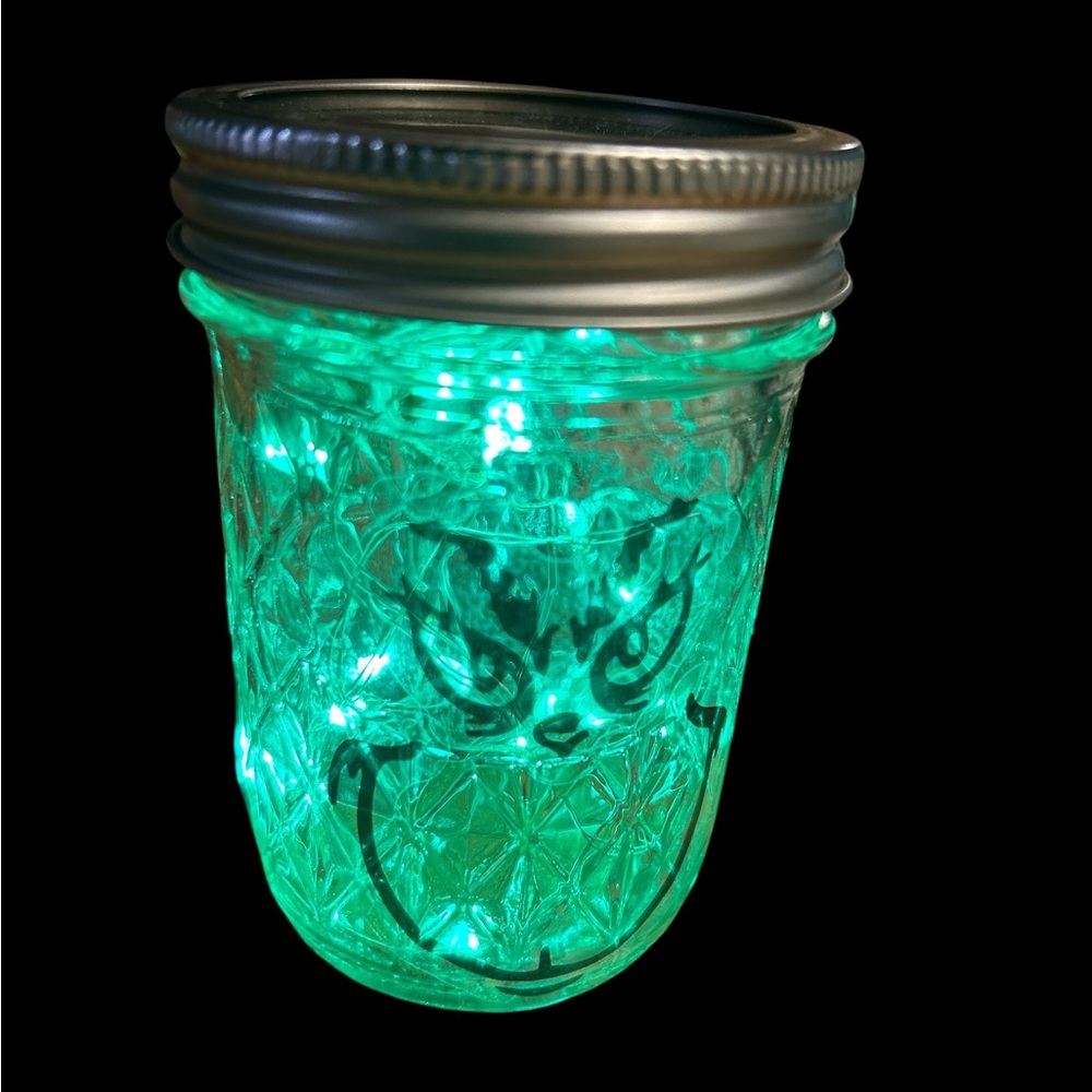 Green LED Grinch Mason Jar Handmade